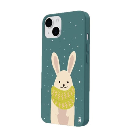 iPhone 13 Haki Lansman Renkli Silikon Winter Rabbit Tasarımlı Kamera Korumalı Kılıf