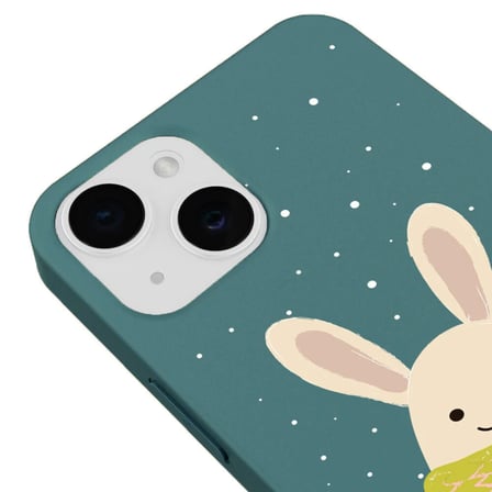 iPhone 13 Haki Lansman Renkli Silikon Winter Rabbit Tasarımlı Kamera Korumalı Kılıf