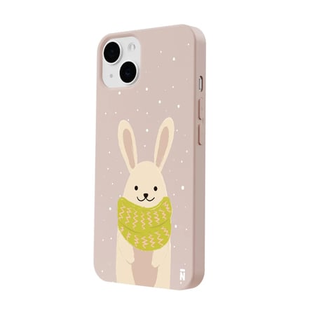iPhone 12 Pudra Lansman Renkli Silikon Winter Rabbit Tasarımlı Kamera Korumalı Kılıf