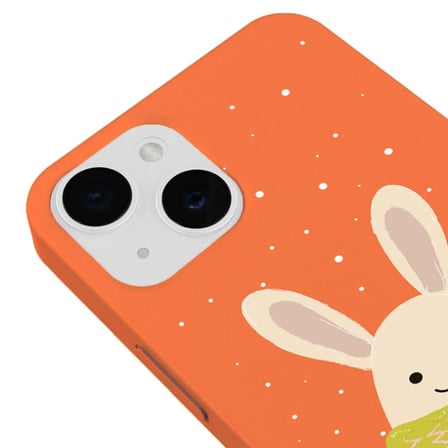 iPhone 11 Turuncu Lansman Renkli Silikon Winter Rabbit Tasarımlı Kamera Korumalı Kılıf