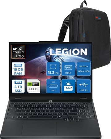 Lenovo Legion 5 Amd Ryzen 7 260 16GB Ddr5 4tb SSD 8GB/RTX5060/115W 15.3" Wuxga IPS 300NITS 100% Srgb 165Hz Windows 11 Home Taşınabilir Bilgisayar L83M00070TRH04 + Zettaçanta