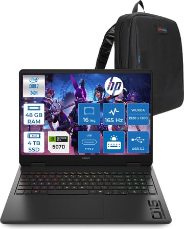 Hp Omen 16 Intel Core 7 240H 48GB Ddr5 4tb SSD 8GB/RTX5070 16" Wuxga IPS 400NITS 165Hz Freedos Oyun Bilgisayarı BHPQ1Y7EAF20 + Zettaçanta