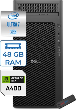 Dell Pro Max Tower T2 Ultra 7 265 48GB Ddr5 512GB SSD 4GB/A400 Windows 11 Pro 360W Masaüstü Iş Istasyonu FCT2250A400P17 + Zettausb