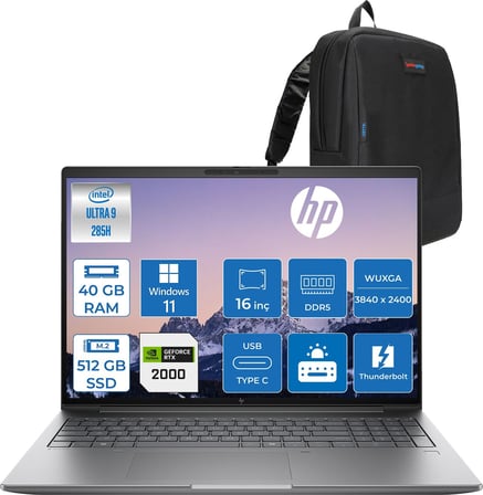 Hp Zbook x G1I Ultra 9 285H 40GB Ddr5 512GB SSD 8GB/RTXPRO2000 16" Wuxga Düşük Mavi Işık 300NIT %100 Srgb Windows 11 Pro Taşınabilir Iş Istasyonu CT0X0ESP13 + Zettaçanta