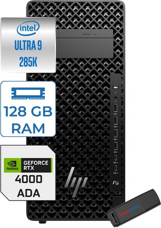 Hp Z2 G1I Intel Core Ultra 9 285K 5.5ghz 128GB 1tb SSD 20GB Rtx 4000 Ada Windows 11 Pro 1200W Iş Istasyonu B34JFESP42 + Zettausb