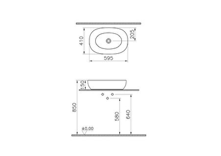 VitrA Outline Recycled 7991B066-0016 Çanak Lavabo, Mat Bej