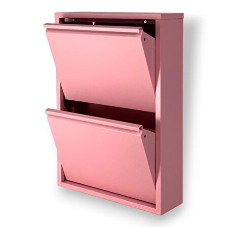 Gowoll 2 Raflı Metal Ayakkabılık | Pembe | Ayakkabı Rafı | Metal ayakkabı Dolabı