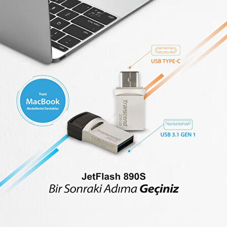 Transcend TS256GJF890S 256GB Type-A&C OTG USB3.1 Flash Bellek