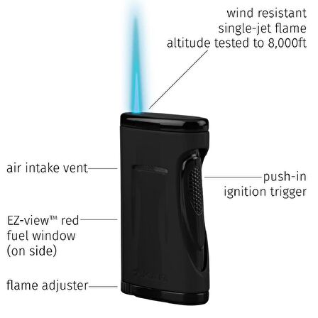 Xikar Xidris Tek Torch Siyah Puro Çakmağı
