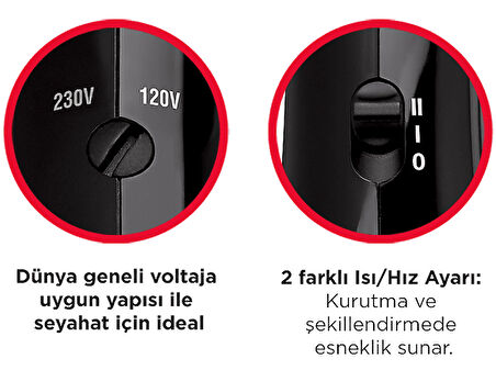 REVLON RVDR5305 Katlanabilir Seyahat Tipi Saç Kurutma Makinesi Siyah