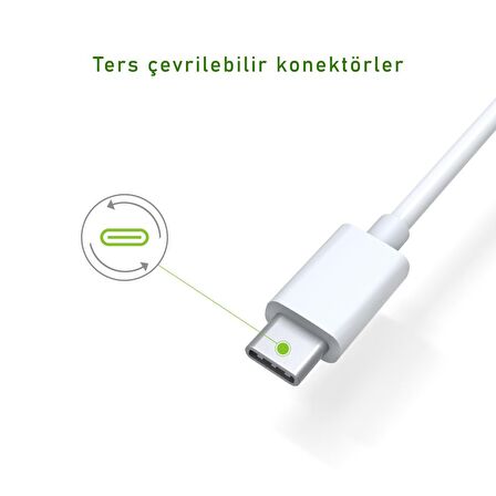 Omars USB Type-C 3A Hızlı Şarj ve Data Kablosu Beyaz 1 Metre