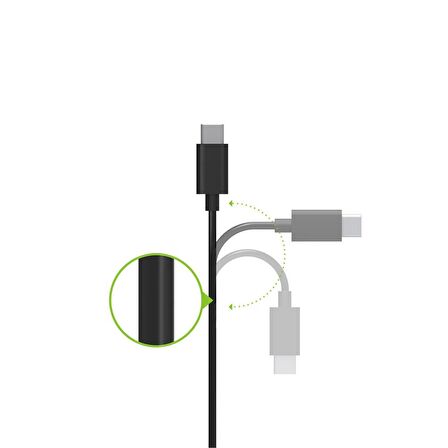 Omars USB Type-C 3A Hızlı Şarj ve Data Kablosu Siyah 1 Metre