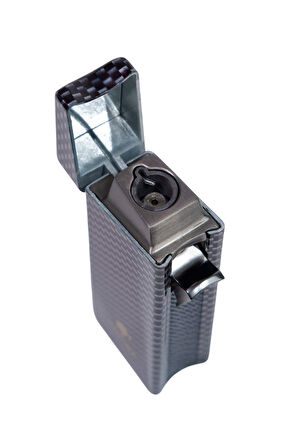 Cohiba Tek Torch Pürmüz Siyah Karbon Desenli Puro Çakmağı