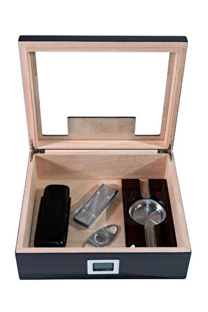 PremiumQuality Laureles Kahverengi Sedir Humidor Puro Seti