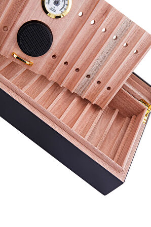 PremiumQuality Tocoa Siyah Sedir Humidor Puro Kutusu