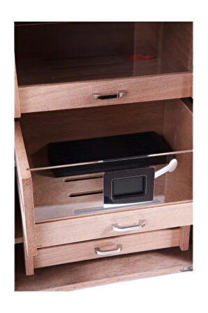 PremiumQuality Belgrano Siyah 3 Çekmeceli Sedir Humidor Puro Kutusu