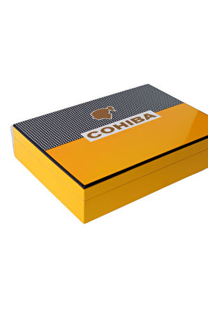 Cohiba Sarı-Gri Nokta Desenli Sedir Humidor Puro Kutusu