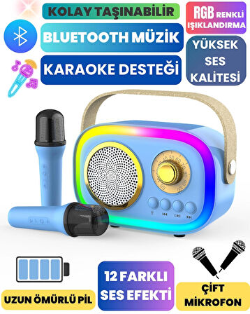 JHY K5 2 Mikrofonlu Bluetooth  Bağlantılı Karaoke Hoparlör
