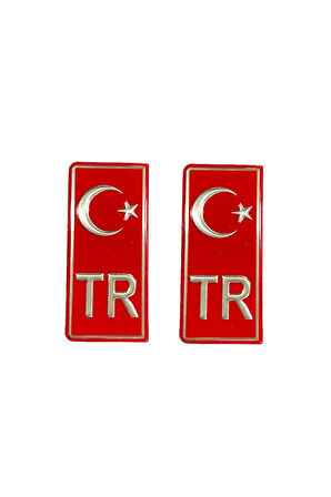 TR Ayyıldız Kırmızı Plaka Etiketi Sticker- Varak Baskılı Kabartmalı Parlak Malzeme