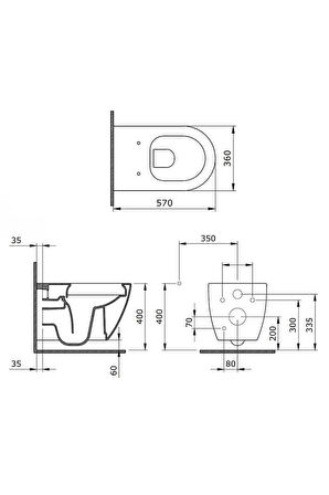 Venezia Asma Klozet Kanalsız Mat Gri Kapak Hariç 1295-006-0128