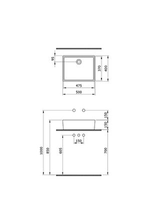 Milano Çanak Lavabo 50 Cm Mat Buz Mavi 1215-029-0125
