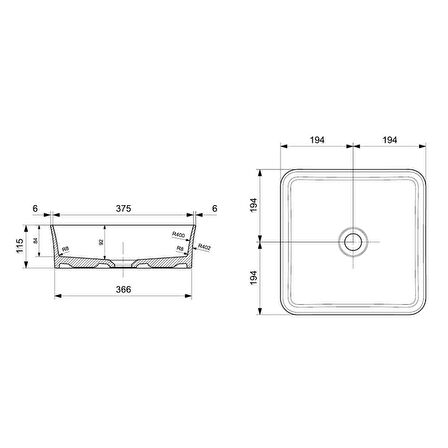 Bocchi Sottile Slim Line Çanak Lavabo 38 Cm Parlak Siyah 1477-005-0125
