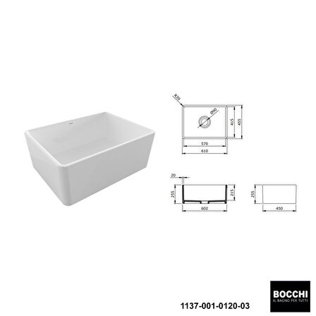 Bocchi Lavello 60 cm Seramik Eviye Grohe Minta Spiralli Eviye Bataryası Seti(Sifon Dahil )