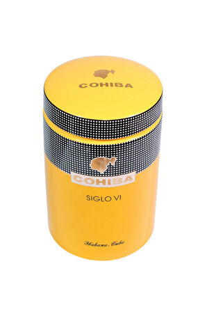 Cohiba Sarı Nokta Desenli Puro Saklama Kutusu Jar
