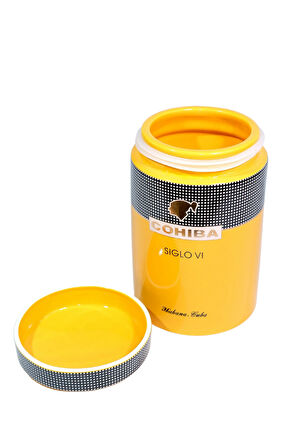 Cohiba Sarı Nokta Desenli Puro Saklama Kutusu Jar
