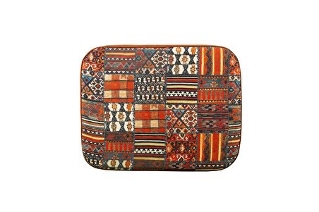 Arasta Ece 50x40 cm Puf Tabure Masif Ayak-Kilim Tarçın