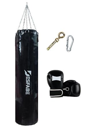 Desfabe Boxing Star 180x38 Cm Zincirli Boks Kum Torbası Siyah+Askı Aparatı+Boks Eldiveni