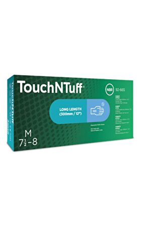 Ansell TouchNTuff 92-665 Darbe ve Kimyasal Dirençli Tek Kullanımlık Nitril Eldiven (100 Adet/Kutu)