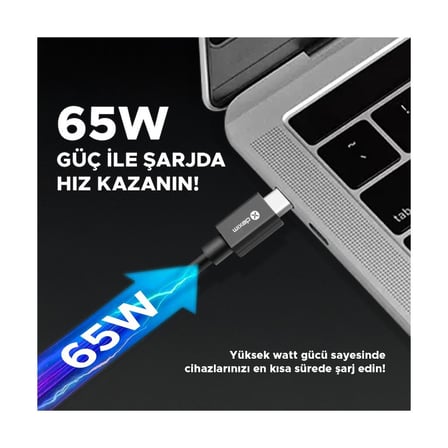 Dexim 65W Pd TypeC TypeC 1.2m Çift Taraflı Şarj Kablosu DCA0058