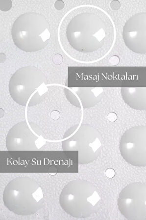 Purish | Banyo Duş Küvet Için Vantuzlu Kaydırmaz, Su Drenajlı, Masaj Noktalı Paspas - Mat Siyah - 79x39cm