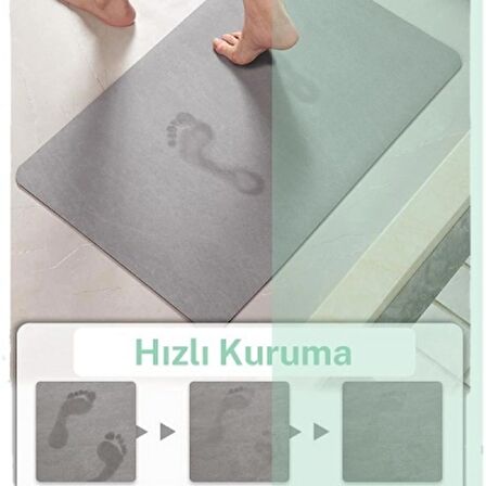 Purish | Su Emici, Kaydırmaz Tabanlı, Yıkanabilir Diatom Banyo ve Abdest Paspas 60 x 40 cm - Siyah