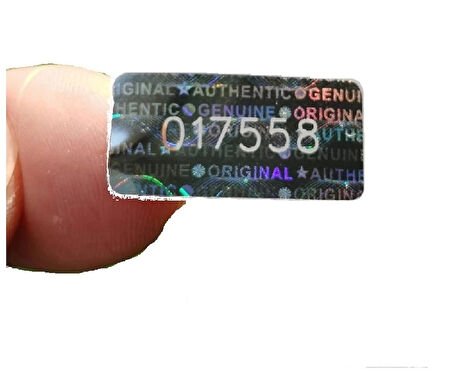 YATE10 1x2cm 105 Adet Gümüş Hologramlı Garanti Etiketi Seri Numaralı