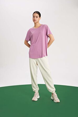 DeFactoFit Oversize Modal Bisiklet Yaka Sporcu Kısa Kollu Tişört B5536AX24SPPR490