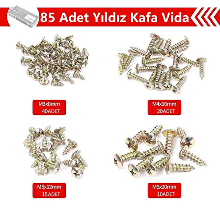 Yate10 170 Adet Otomobil  Vidalı Klips Seti Kutulu