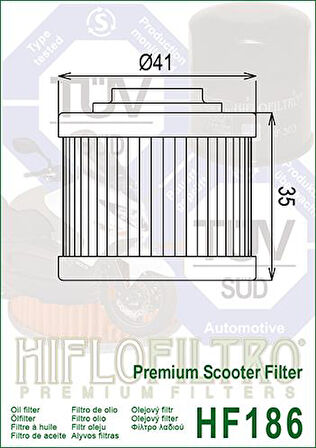 Hiflo Hf186 2007-2016 Aprilia Scarabeo 200 Yağ Filtresi