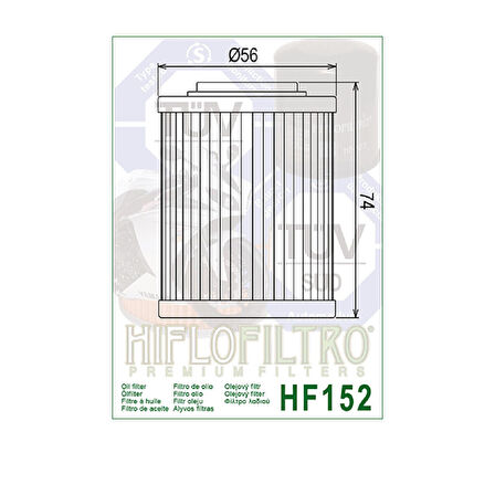 Hiflo Hf152 2003-2010 Aprilia Tuono 1000R Yağ Filtresi