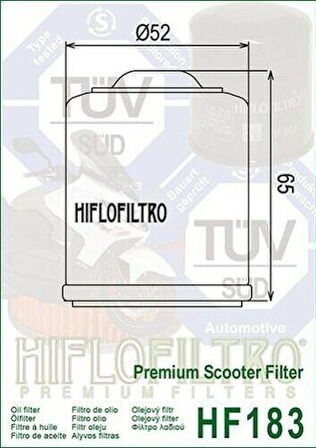 Hiflo Hf183 2003-2015 Gilera Runner 200 ST Uyumlu Yağ Filtresi