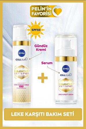 Nivea Luminous630 Aydınlatıcı Güneş Korumalı Gündüz Yüz Kremi 40ml ve Leke Karşıtı Cilt Serumu 50ml, SPF50