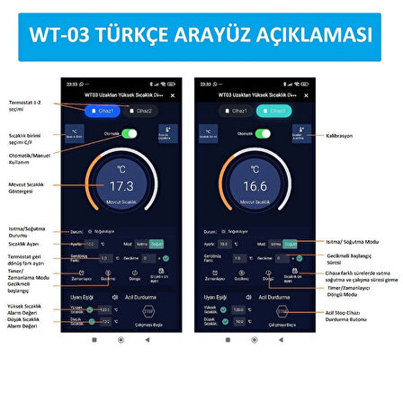 Yate10 WT-03 Dual Smart 12/24/220v Akıllı WİFİ Termostat/Timer