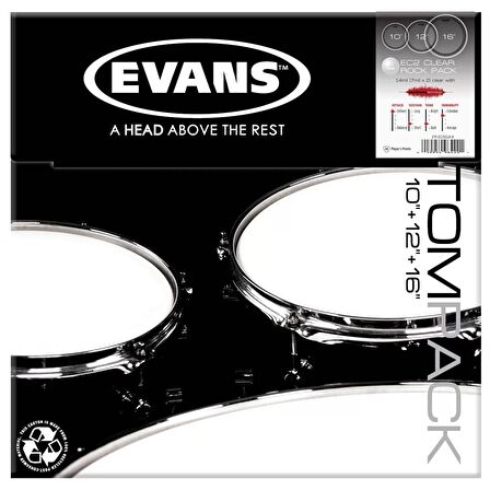 Evans Etp-ec2sclr-r Deri Seti 10+12+16 Ec2s Tom Clear Rock Kit Ringli