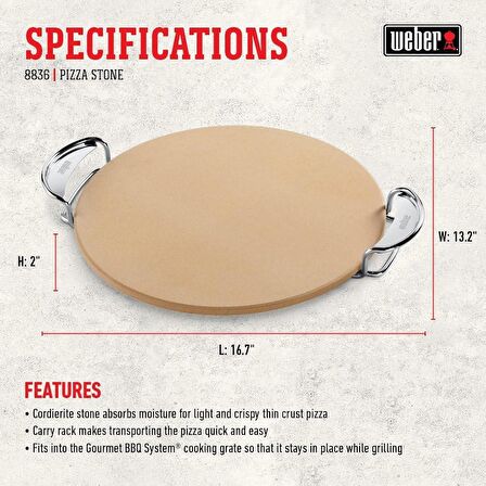 Weber Crafted Glazed Pizza Stone - Mangal Pizza Taşı - 8836