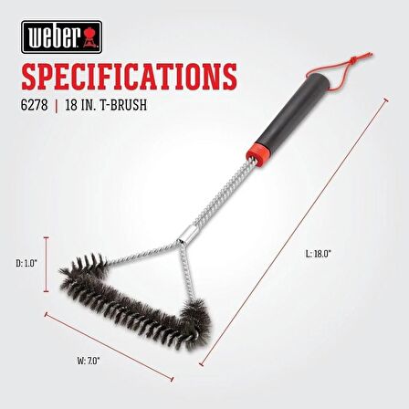 Weber 46 cm Three-Sided Grill Brush - Üç Taraflı Mangal Izgara Fırçası 45 Cm - 6278