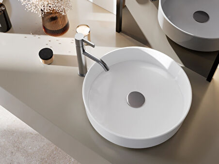 TURKUAZ  Suit Tezgahüstü Lavabo Ø40 cm (Mat Beyaz Olarak Üretilmektedir.) 
