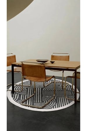 Raye-Antrasit-Yuvarlak-Salon-Oturma Odası-Mutfak-Modern-Kilim-Yıkanabilir-Kaymaz-Taban-Robot Süpürge