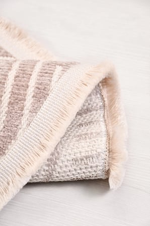 Raye-Bej-Yuvarlak-Salon-Oturma Odası-Mutfak-Modern-Kilim-Yıkanabilir-Kaymaz-Taban-Robot Süpürge-Düz
