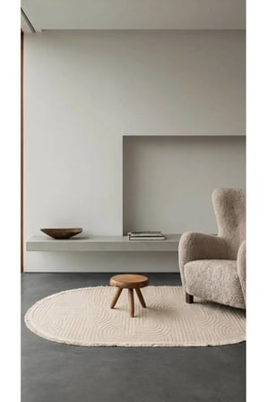 Raye-Beyaz-Oval-Salon-Oturma Odası-Koridor-Mutfak-Modern-Kilim-Yıkanabilir-Taban-Robot Süpürge-Düz
